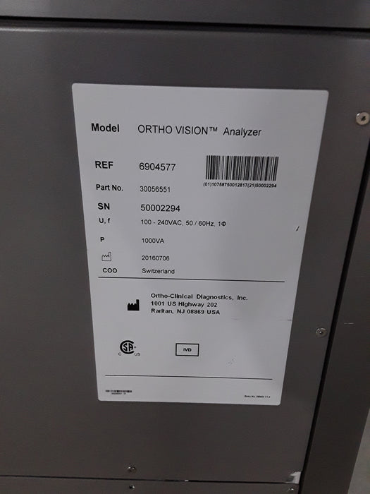 Ortho Clinical Diagnostics 6904577 Ortho Vision Analyzer