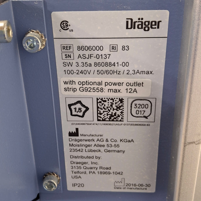 Draeger Medical Fabius Tiro Anesthesia Machine