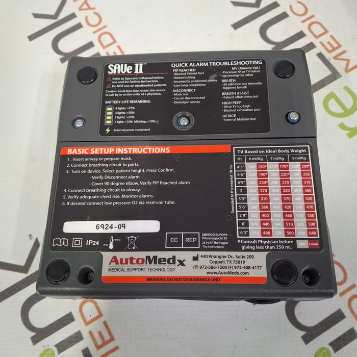 Automedx SAVe II Simplified Automated Ventilator