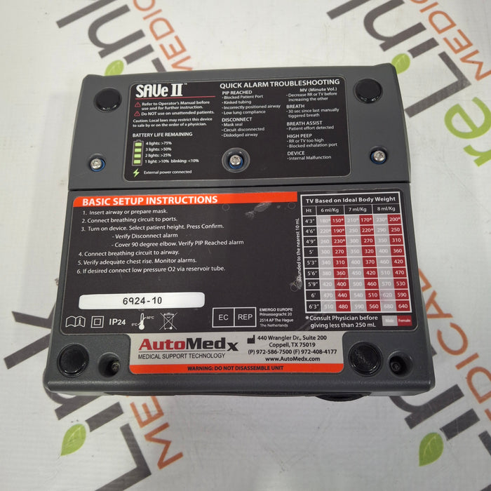 Automedx SAVe II Simplified Automated Ventilator