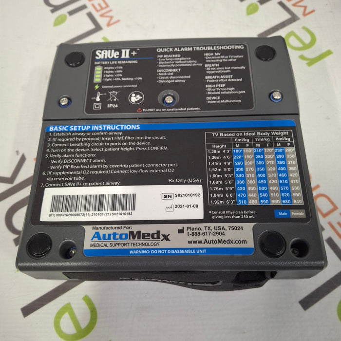 Automedx SAVe II + Automated Ventilator