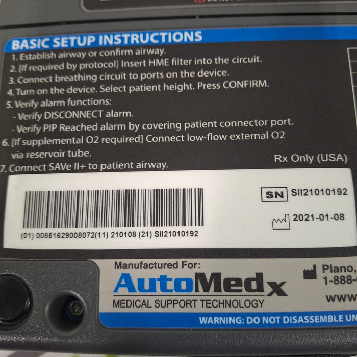 Automedx SAVe II + Automated Ventilator