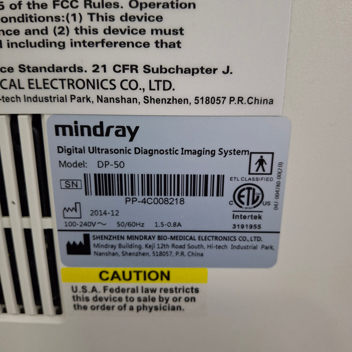 Mindray DP-50 Digital Portable Ultrasound