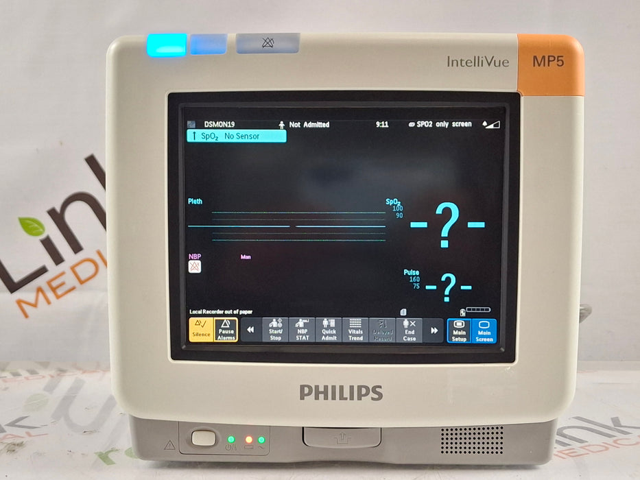 Philips Intellivue MP5 - ECG, OxiMax SpO2, NIBP Patient Monitor