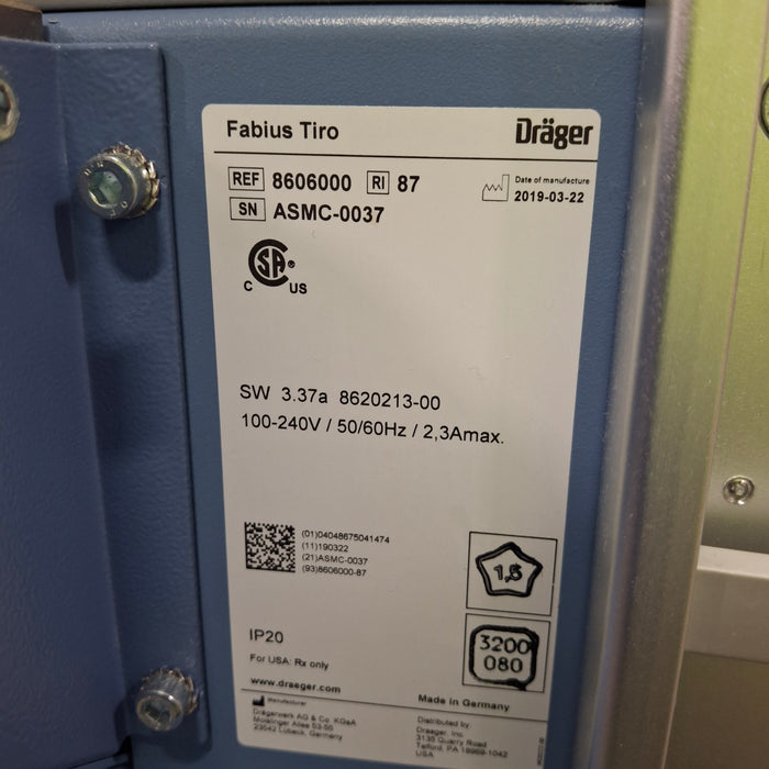 Draeger Medical Fabius Tiro Anesthesia Machine