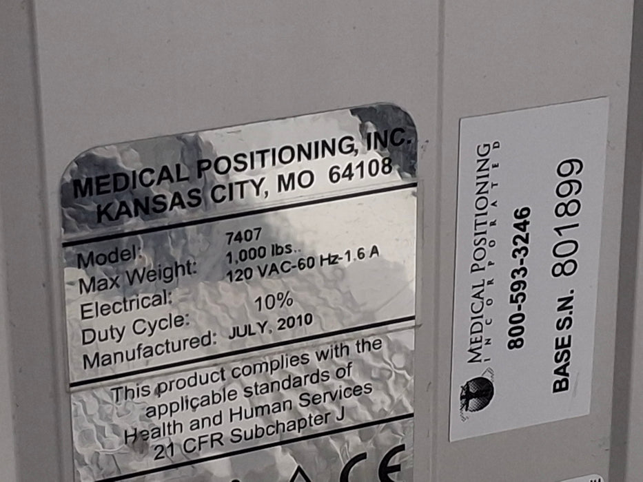 Medical Positioning, Inc. 7407 Ultrasound Table