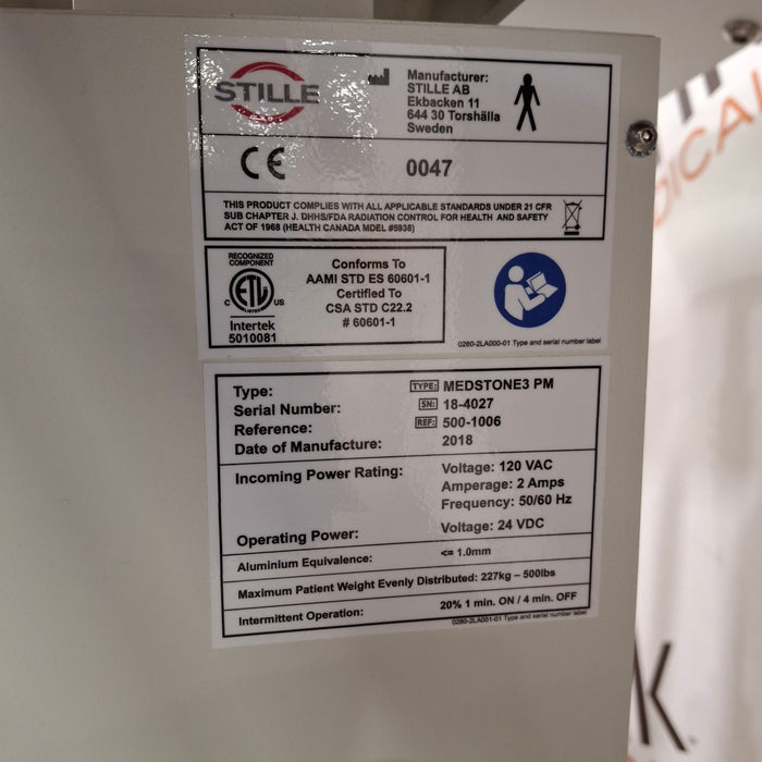 Stille Surgical Inc. MEDSTONE3 PM C-Arm Table