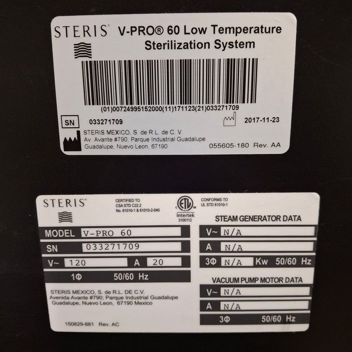 Steris VPro 60 Low Temperature Sterilization System