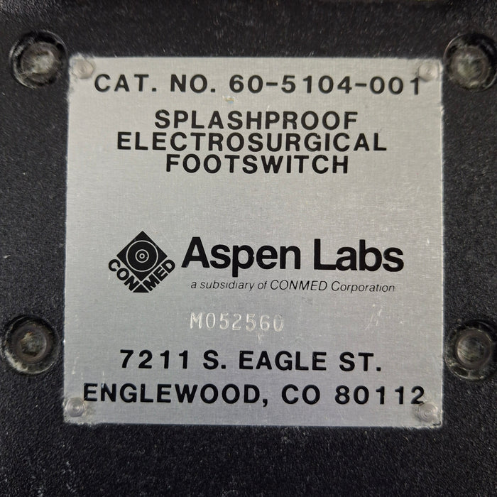Aspen Labs Inc 60-5104-001 Splashproof Electrosurgical Footswitch