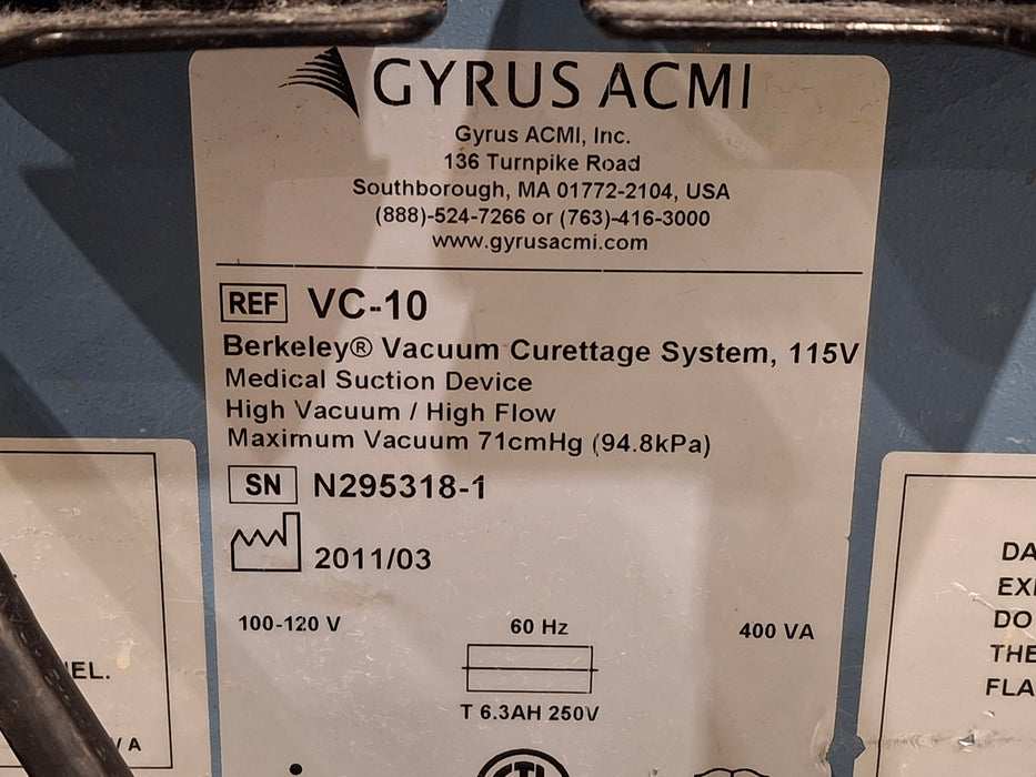 Gyrus Acmi, Inc. Berkeley VC-10 Vacuum Curettage System