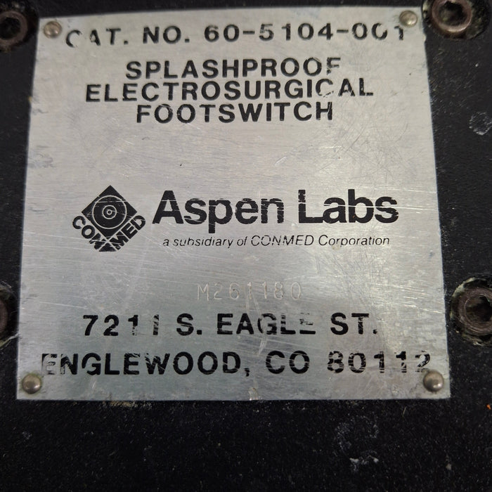 Aspen Labs Inc 60-5104-001 Splashproof Electrosurgical Footswitch