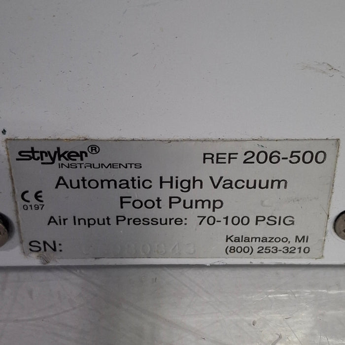Stryker 206-500 Automatic High Vacuum Foot Pump