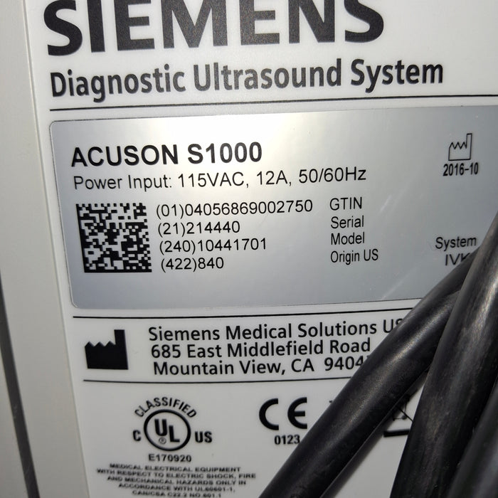 Siemens Acuson S1000 Helx Evolution Ultrasound