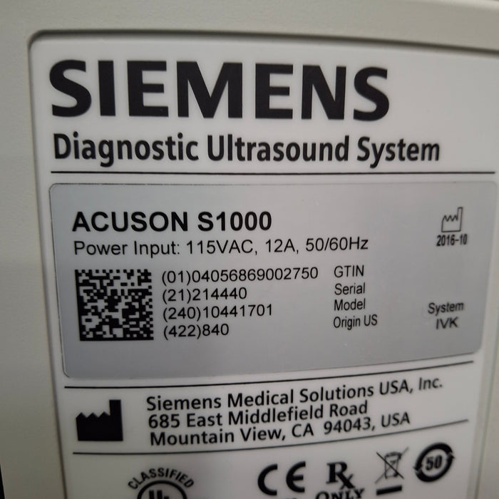 Siemens Acuson S1000 Helx Evolution Ultrasound