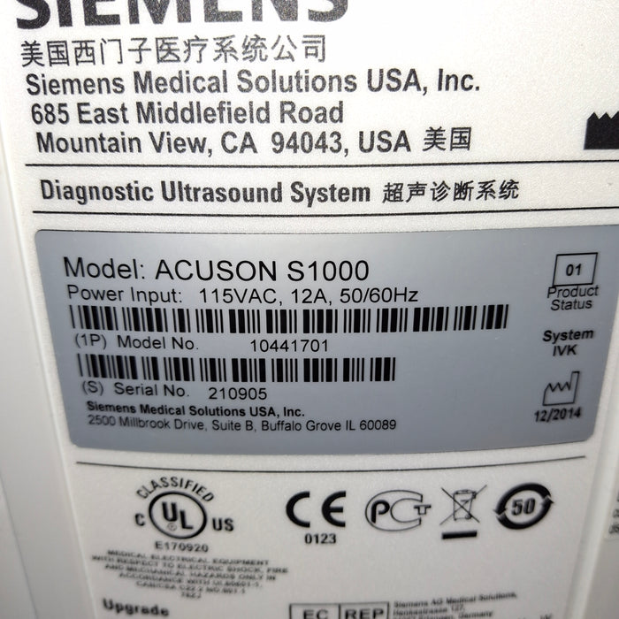 Siemens Acuson S1000 Ultrasound