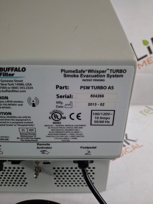 Buffalo Filter PWSTURBO AS Smoke Evacuation System