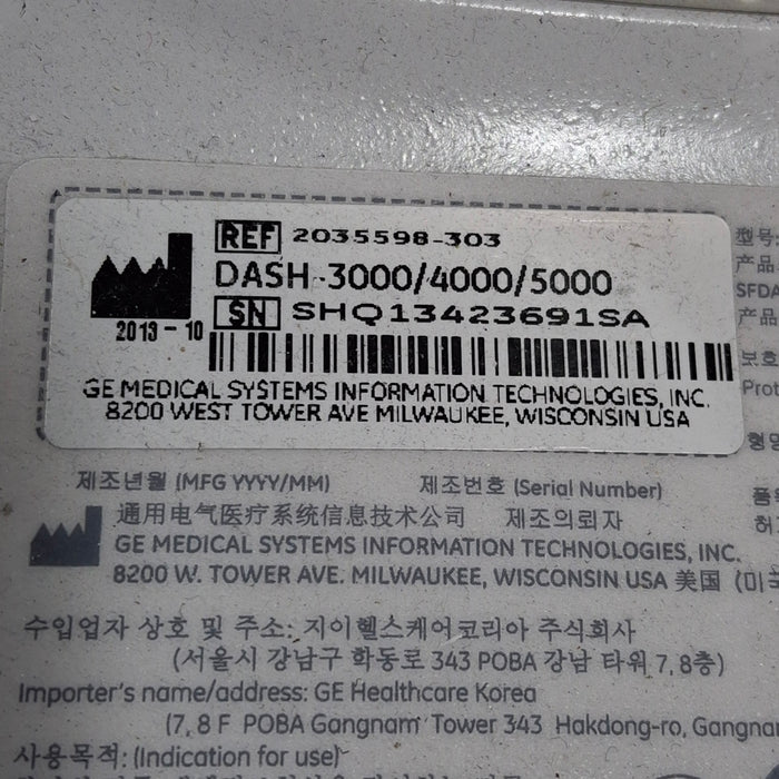 GE Healthcare Dash 5000 - GE/Nellcor SpO2 Patient Monitor