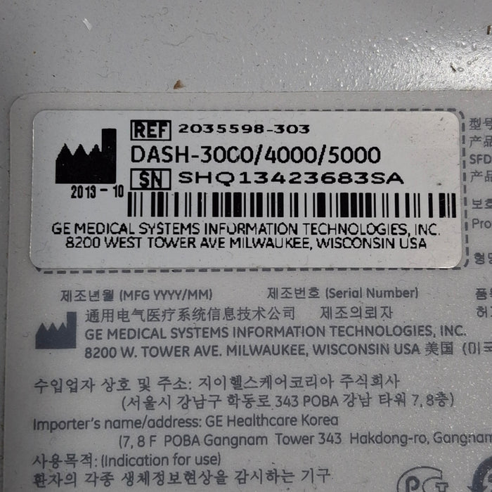 GE Healthcare Dash 5000 - GE/Nellcor SpO2 Patient Monitor