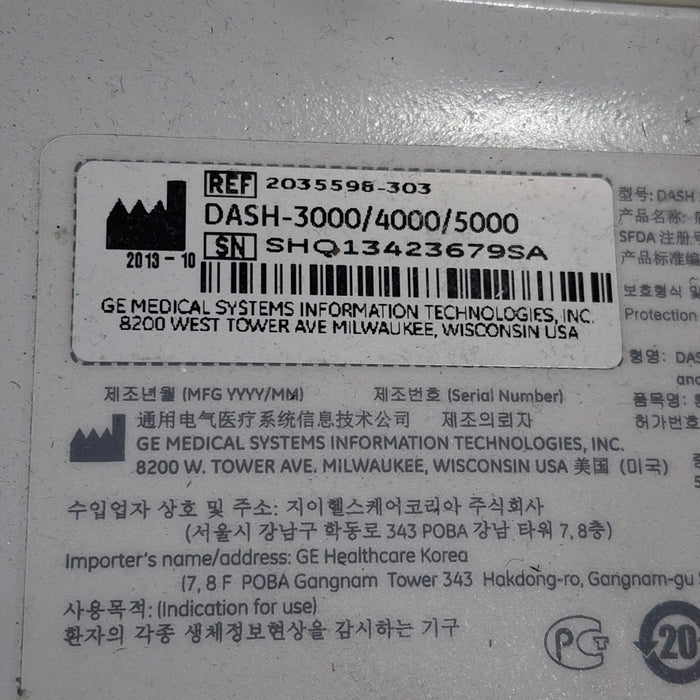 GE Healthcare Dash 5000 - GE/Nellcor SpO2 Patient Monitor