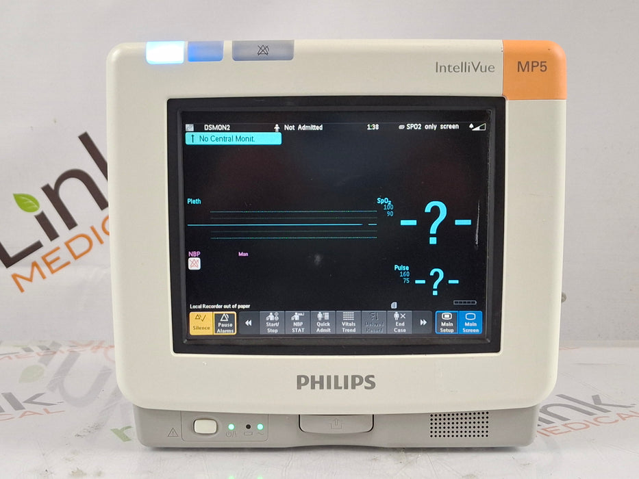 Philips Intellivue MP5 - ECG, OxiMax SpO2, NIBP Patient Monitor