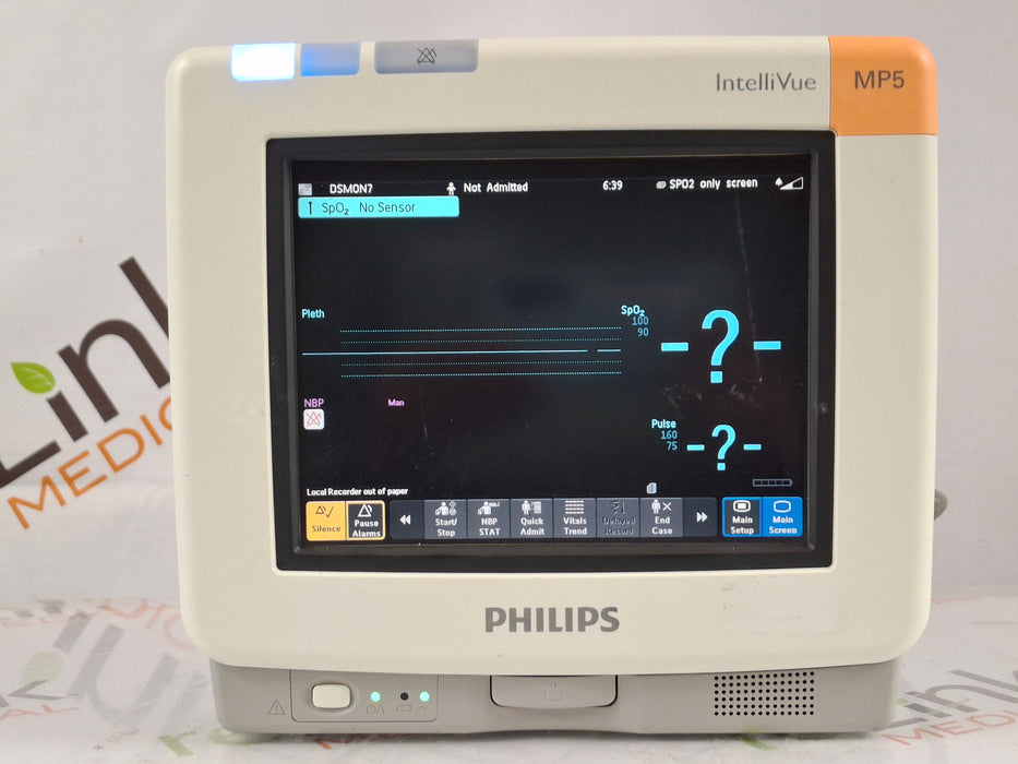 Philips Intellivue MP5 - ECG, OxiMax SpO2, NIBP Patient Monitor