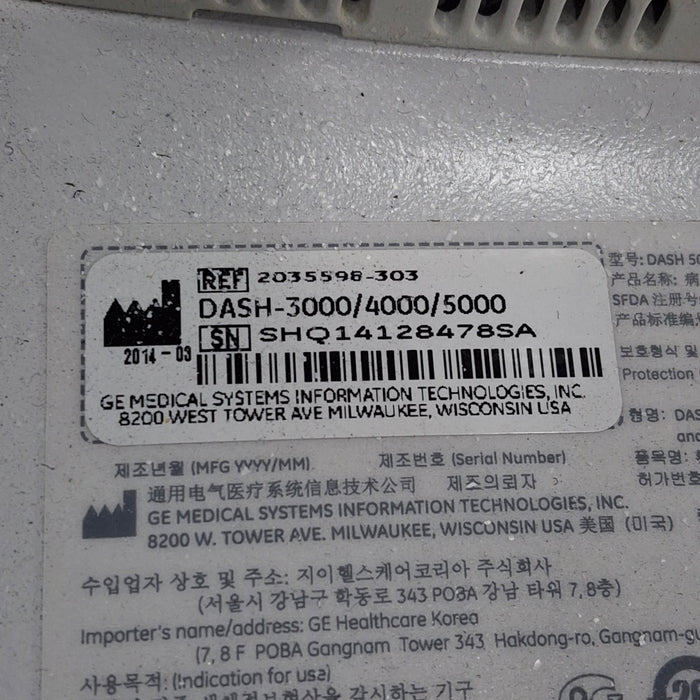 GE Healthcare Dash 5000 - GE/Nellcor SpO2 Patient Monitor