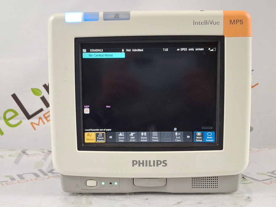 Philips Intellivue MP5 - ECG, OxiMax SpO2, NIBP Patient Monitor
