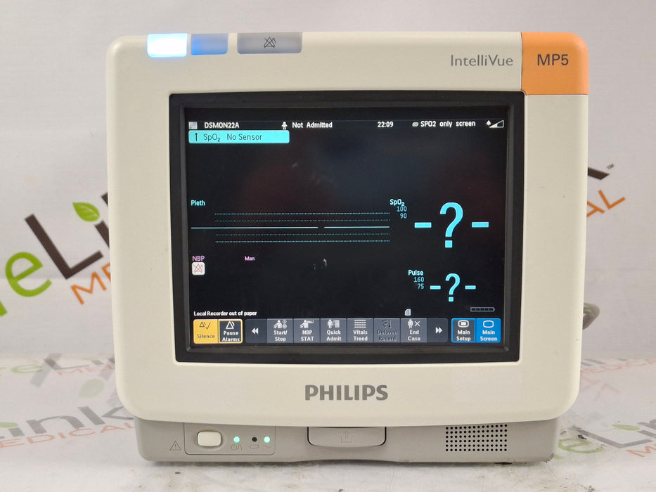 Philips Intellivue MP5 - ECG, OxiMax SpO2, NIBP Patient Monitor