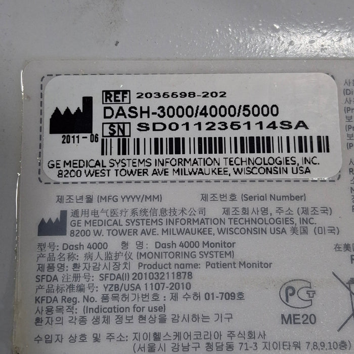 GE Healthcare Dash 4000 - Masimo SpO2 Patient Monitor