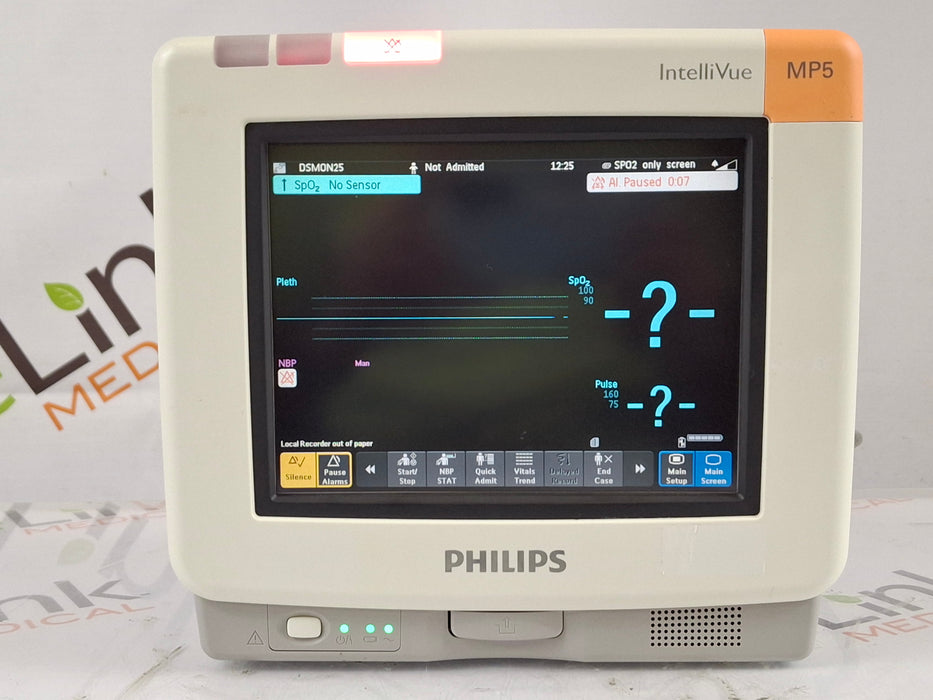 Philips Intellivue MP5 - ECG, OxiMax SpO2, NIBP Patient Monitor