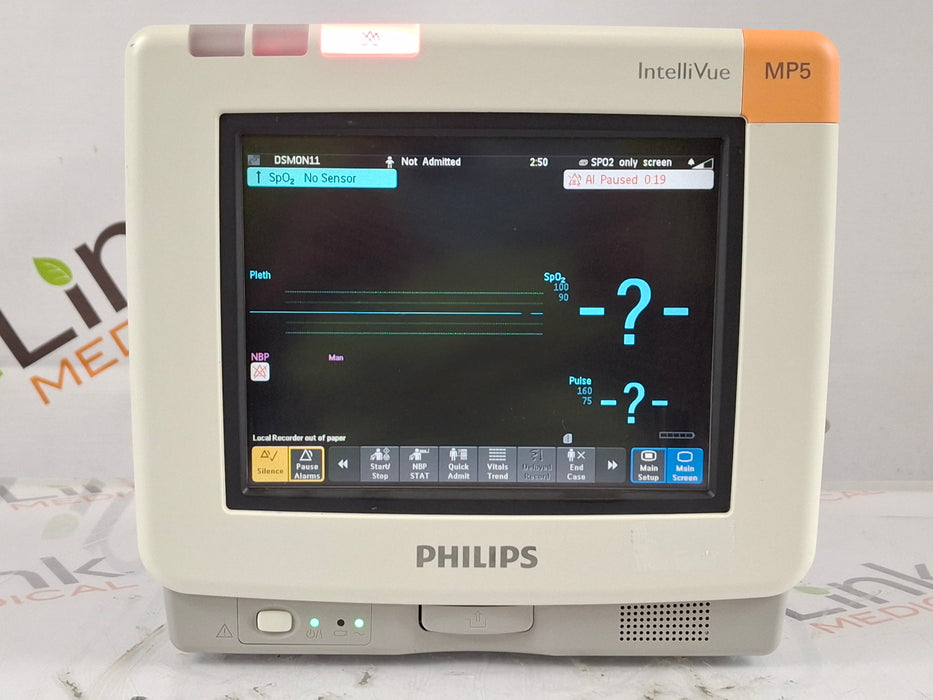 Philips Intellivue MP5 - ECG, OxiMax SpO2, NIBP Patient Monitor
