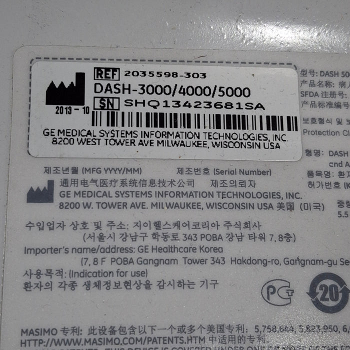 GE Healthcare Dash 5000 - GE/Nellcor SpO2 Patient Monitor