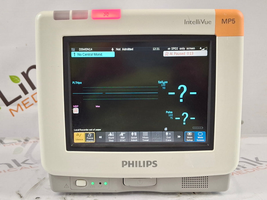 Philips Intellivue MP5 - ECG, OxiMax SpO2, NIBP Patient Monitor
