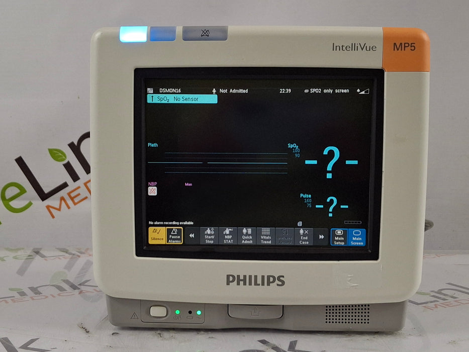 Philips Intellivue MP5 - ECG, OxiMax SpO2, NIBP Patient Monitor