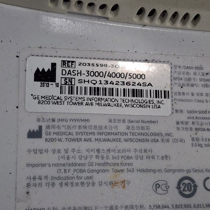 GE Healthcare Dash 5000 - GE/Nellcor SpO2 Patient Monitor