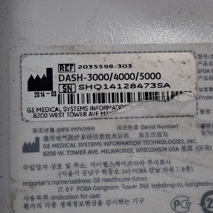 GE Healthcare Dash 5000 - GE/Nellcor SpO2 Patient Monitor