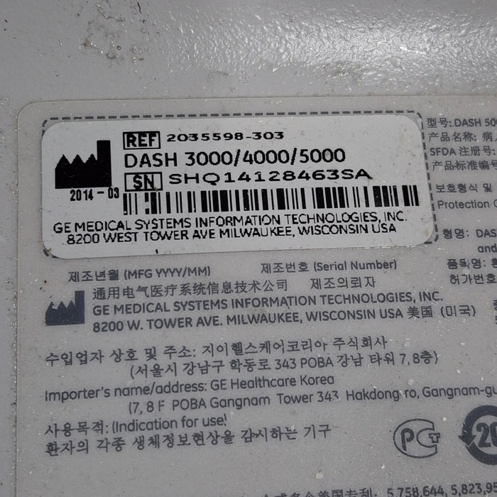 GE Healthcare Dash 5000 - GE/Nellcor SpO2 Patient Monitor