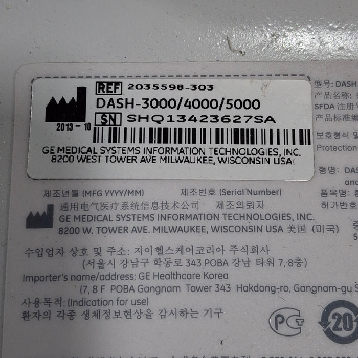 GE Healthcare Dash 5000 - GE/Nellcor SpO2 Patient Monitor