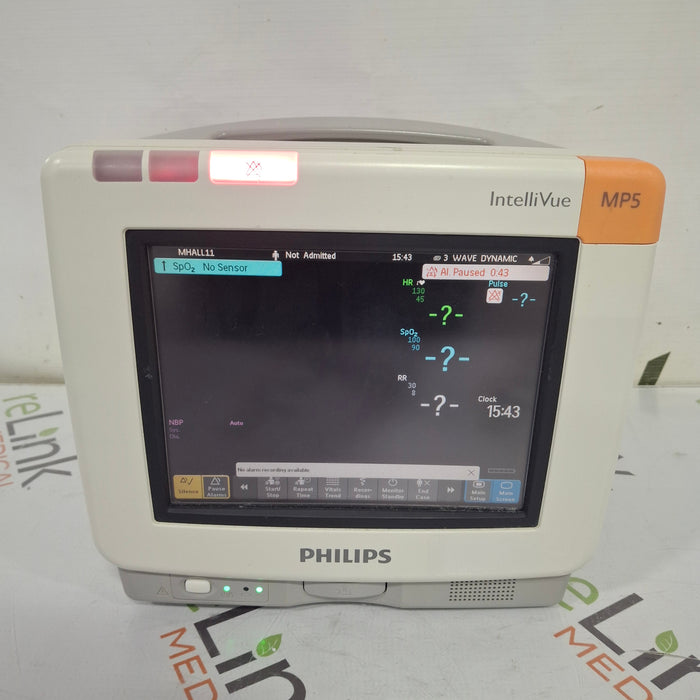 Philips Intellivue MP5 - ECG, SpO2, NBP, CO2 Patient Monitor