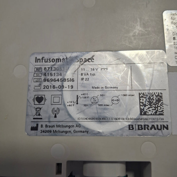 B. Braun Infusomat Space w/Pole Clamp Infusion Pump