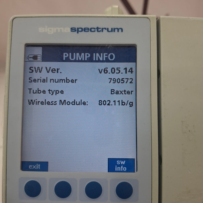 Baxter Sigma Spectrum 6.05.14 with B/G Battery Infusion Pump