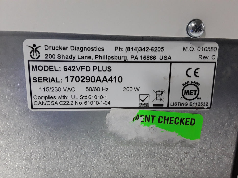 Drucker Diagnostics 642VFD Plus Centrifuge