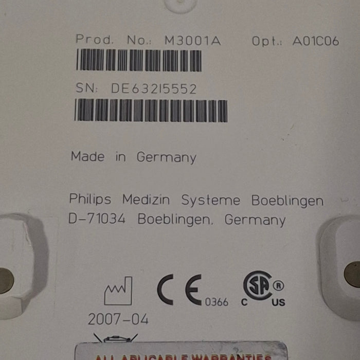 Philips M3001A-A01C06 Fast SpO2, NIBP, ECG, Temp, IBP MMS Module