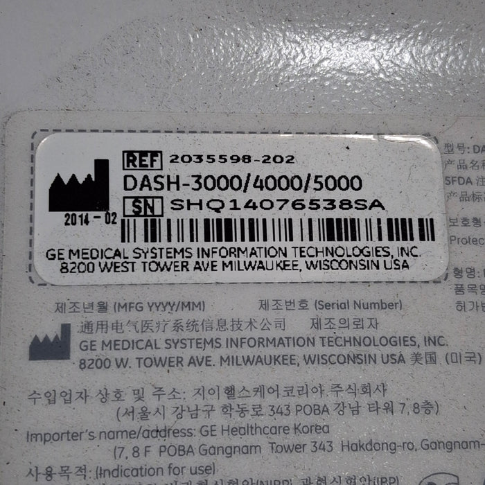 GE Healthcare Dash 4000 - Masimo SpO2 Patient Monitor