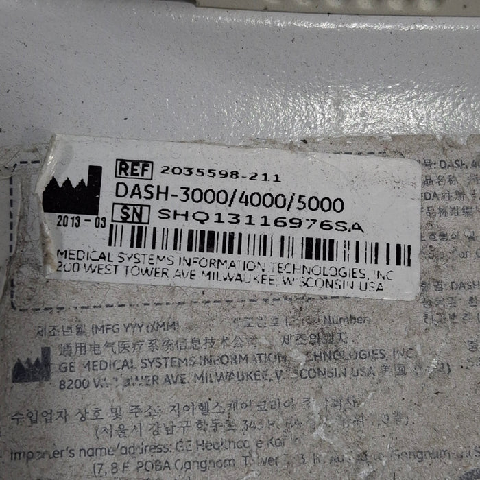 GE Healthcare Dash 4000 - Masimo SpO2 Patient Monitor