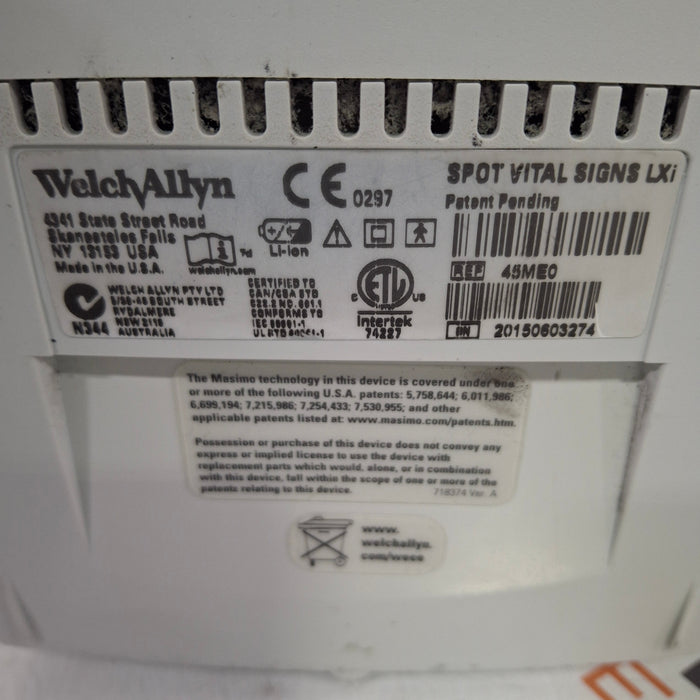 Welch Allyn Spot LXi - NIBP, ThermoScan, Masimo SpO2 Vital Signs Monitor