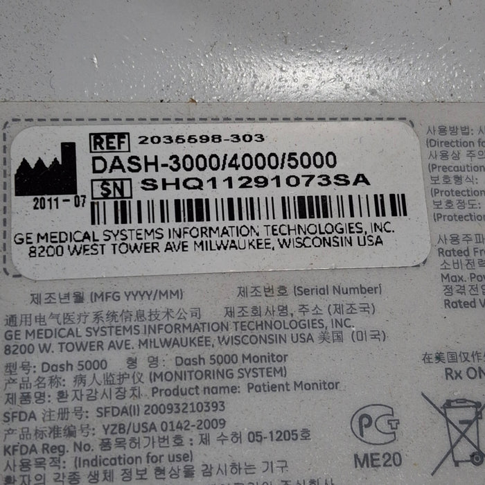 GE Healthcare Dash 5000 - GE/Nellcor SpO2 Patient Monitor