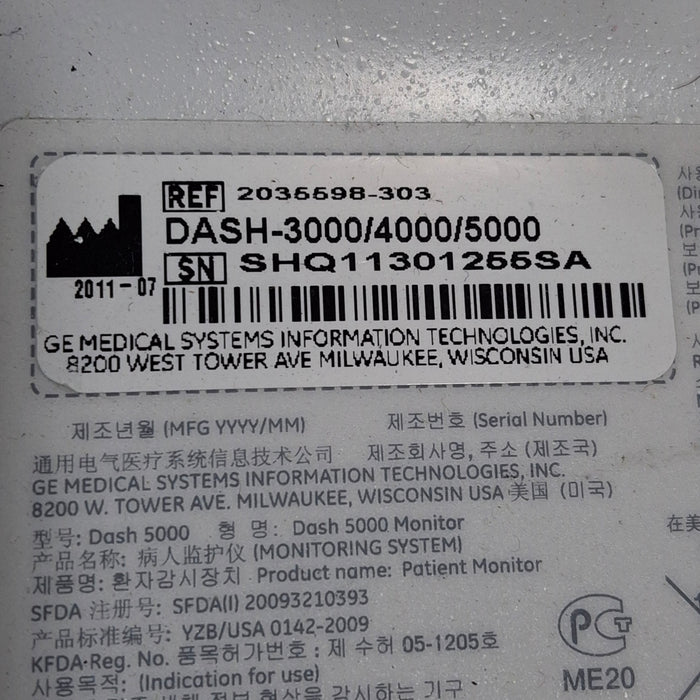 GE Healthcare Dash 5000 - GE/Nellcor SpO2 Patient Monitor
