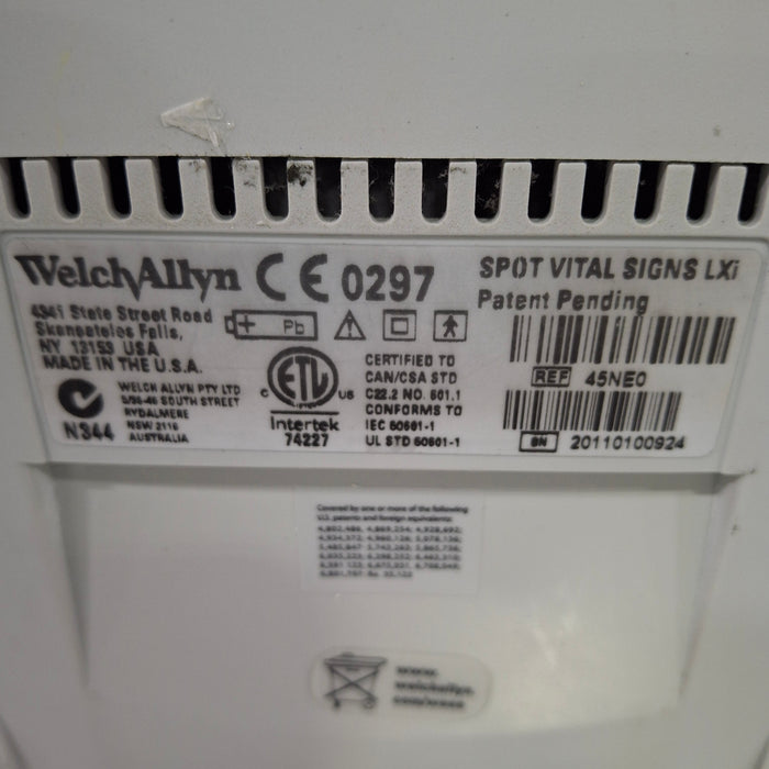 Welch Allyn Spot LXi - NIBP, ThermoScan, Nellcor SpO2 Vital Signs Monitor