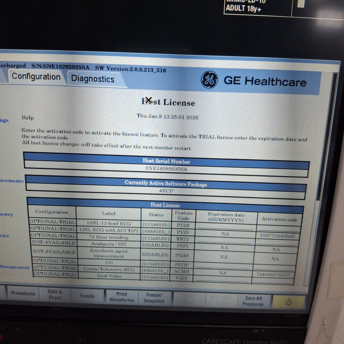 GE Healthcare Carescape B450 Emergency Care Patient Monitor